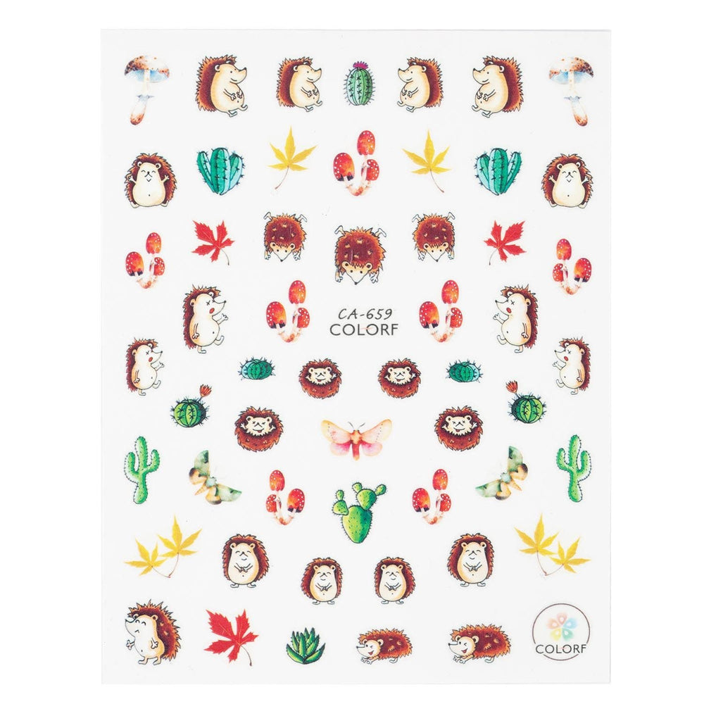 Happy Hedgehog (CA-659) - Nail Art Sticker Sheet