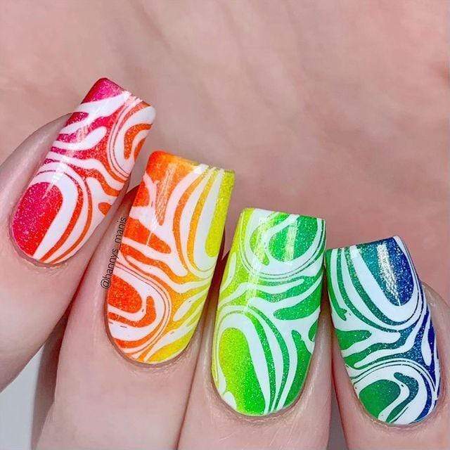 lime green and pink nail designs