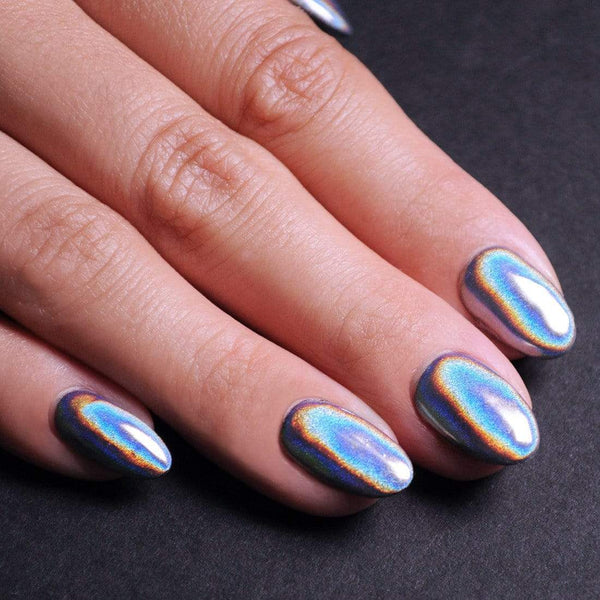 Black Holographic Shiny Nail Powder Unicorn Chrome Rainbow Effect Shimmer  Nails | eBay