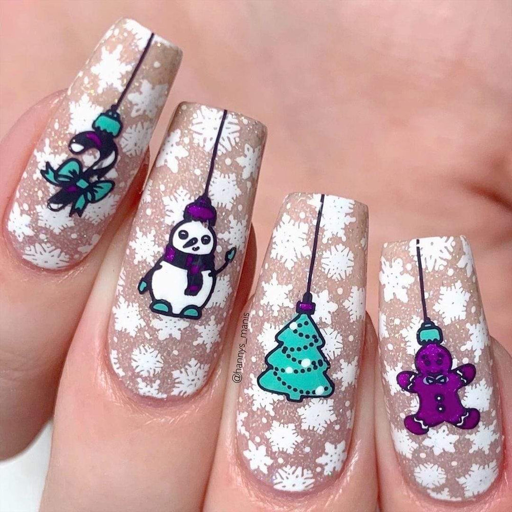 Kawaii Christmas: Animal Ornaments (m078) - Nail Stamping Plate