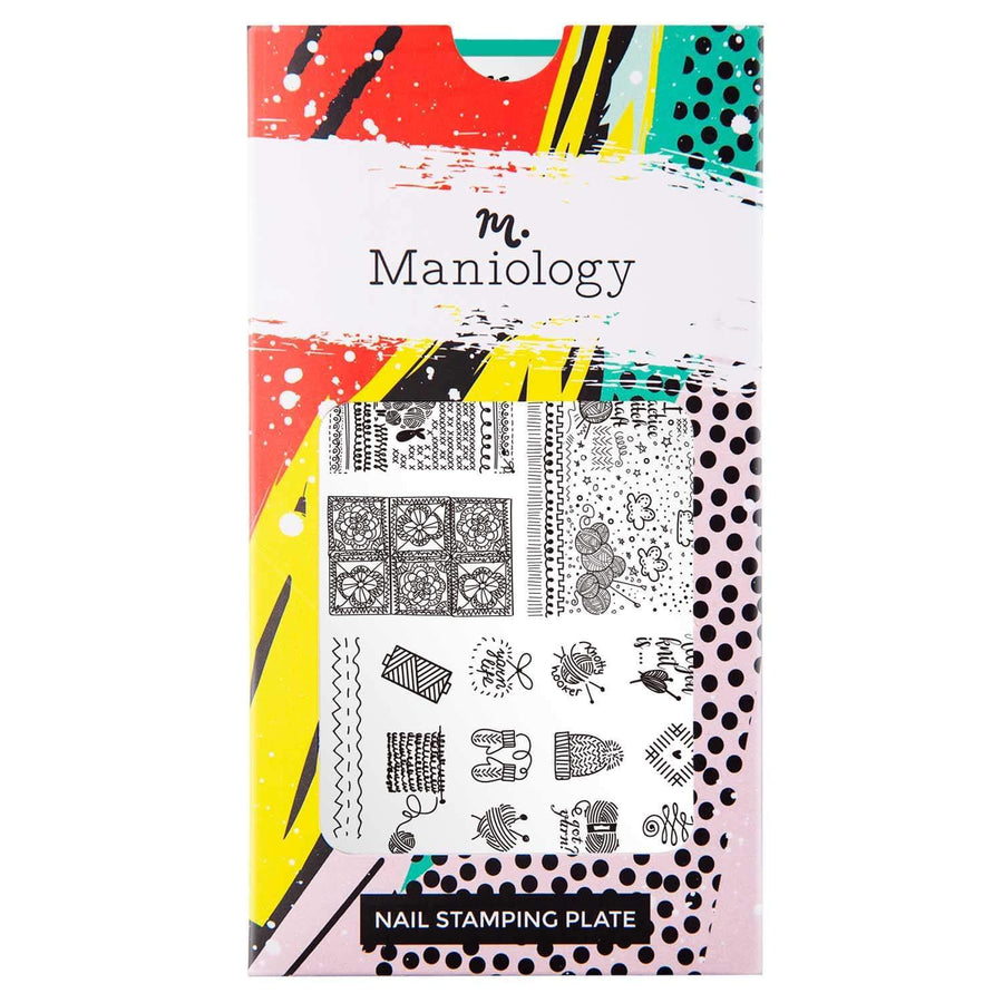 A nail stamping plate with full nail patterns for sweater print manicures by Maniology (m177).