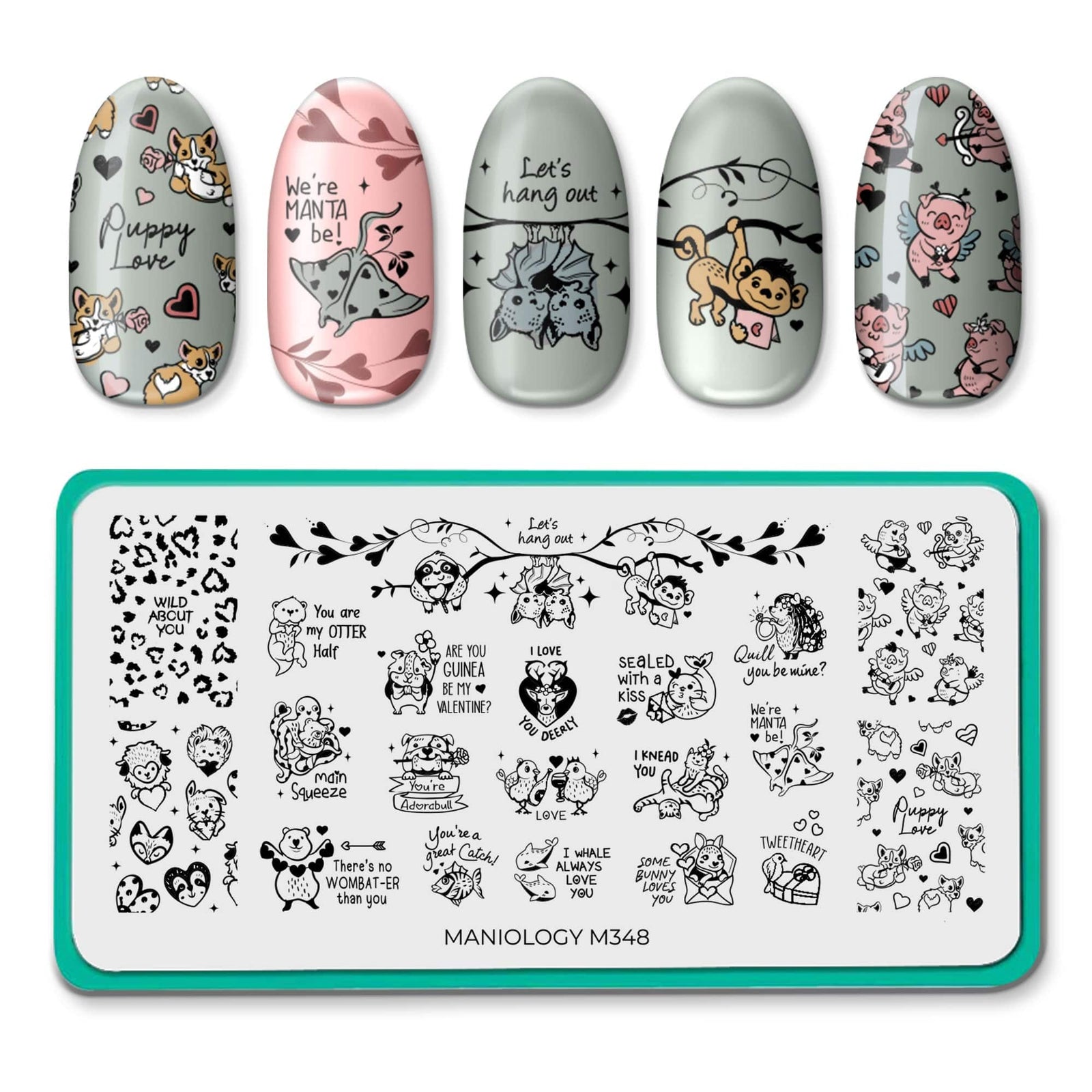 Lovey Dovey Critters (M348) - Nail Stamping Plate – Maniology