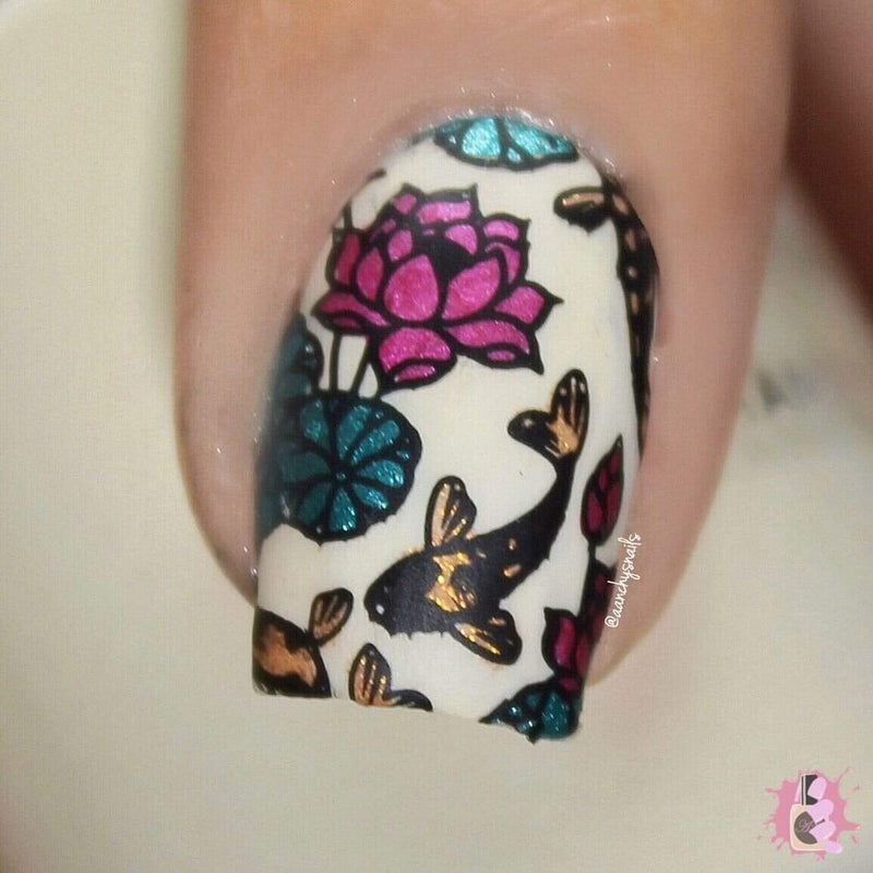 Koi Pond Lunar New Year Nail Stamping Plate | Maniology