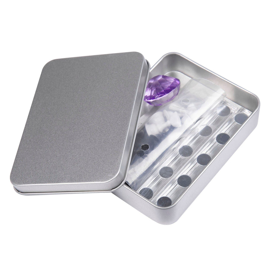Magnetic Nail Tip Stand Holder and Storage Container - Silver Tin