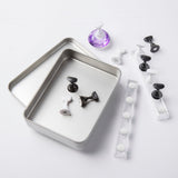 Magnetic Nail Tip Stand Holder and Storage Container - Silver Tin