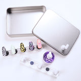 Magnetic Nail Tip Stand Holder and Storage Container - Silver Tin