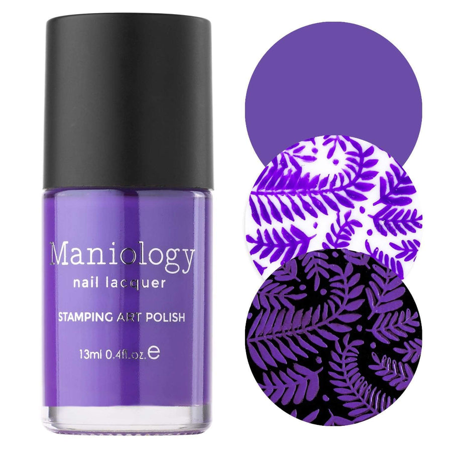 A creamy Purple Stamping Polish Littlefoot (B281) with highly-pigmented formula by Maniology.