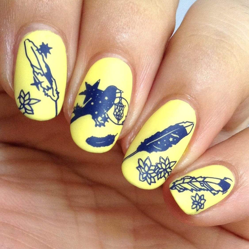 Shibori (B265) - Navy Blue Cream Stamping Polish