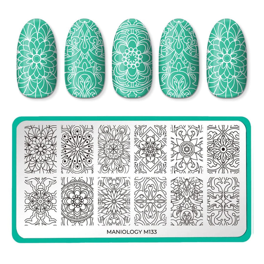 Mystic Woods: Earthly Medallions/Nature's Kaleidescope (m133) - Nail Stamping Plate