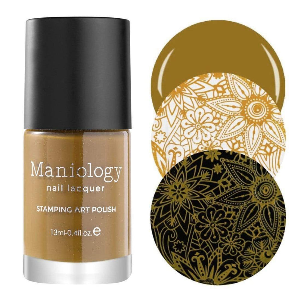 Turmeric Sun stamping polish from the Mythos Collection by Maniology.