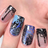  A manicured hand with Negative Space: Starry Night design by Maniology (m024).