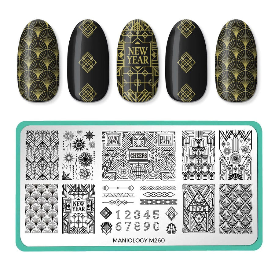 New Year: Art Deco (m260) - Nail Stamping Plate