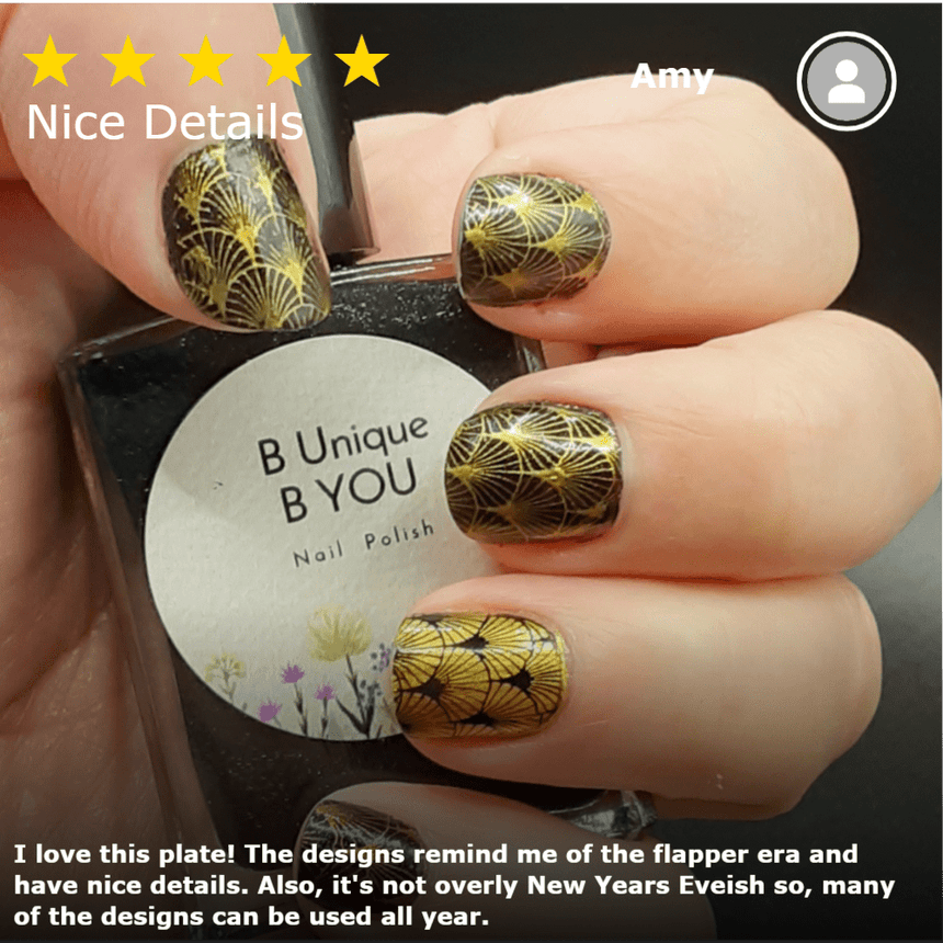 New Year: Art Deco (m260) - Nail Stamping Plate