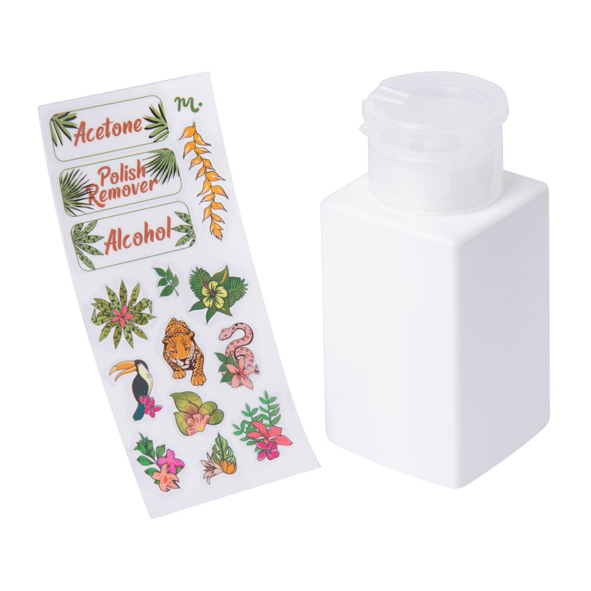 Refillable Pump Bottle w/ Label Sticker Set