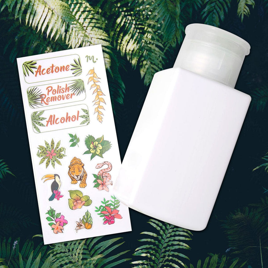 Refillable Pump Bottle w/ Label Sticker Set