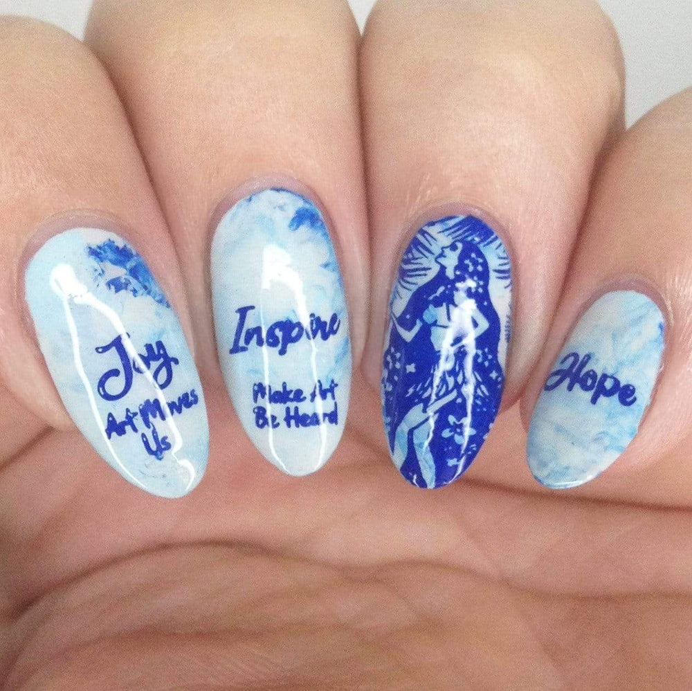 Manicure featuring Maniology Royal Blue stamping polish b375