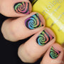 A manicured hand made with Neon Yellow Stamping Polish from School's Out collection Pencils Down (B286).