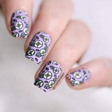 Manicure using Maniology products Lilac Mist stamping polish and stamping plate M201