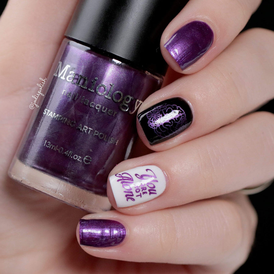 purple and silver nail art