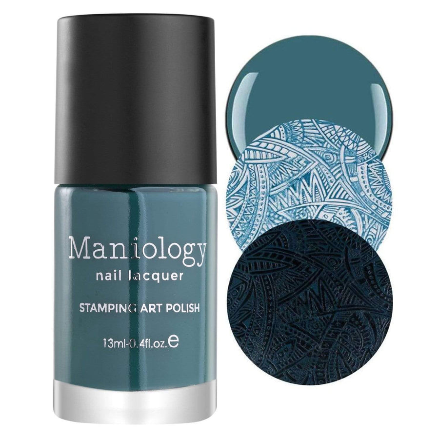 A Deep Teal Cream Stamping Polish inspired by Snowflake Waltz holiday collection Harlequin by Maniology.