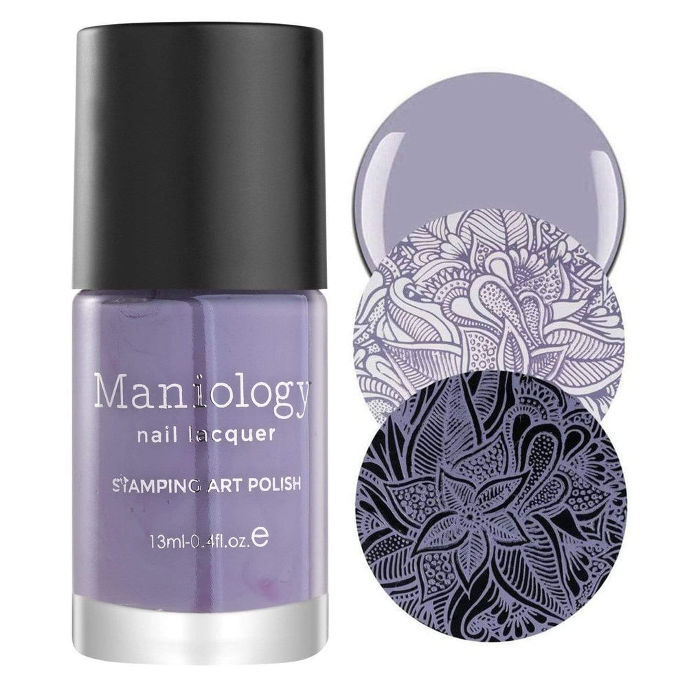 A Mauve Cream Stamping Polish with subtle gray undertones inspired by Snowflake Waltz holiday collection Marzipan by Maniology.