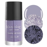 A Mauve Cream Stamping Polish with subtle gray undertones inspired by Snowflake Waltz holiday collection Marzipan by Maniology.