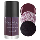 A rich, creamy dark plum burgundy Stamping Polish from Snowflake Waltz collection Toy Soldier from Maniology.