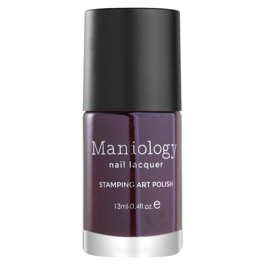 A rich, creamy dark plum burgundy Stamping Polish from Snowflake Waltz collection Toy Soldier from Maniology.