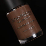 A warm chocolate brown stamping polish from Sugar + Spice collection by Maniology (B351).
