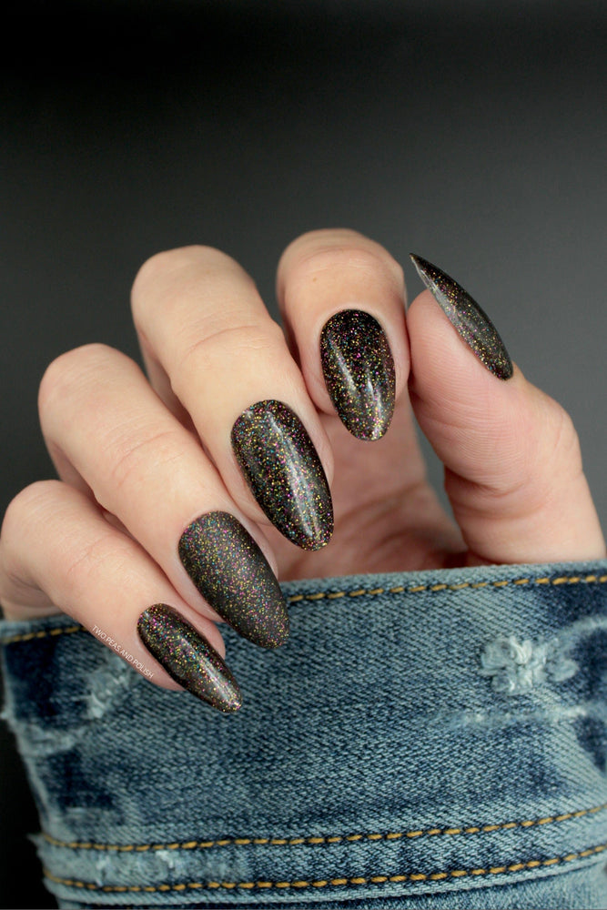 Glitter with tinted clear base nail polish - Black Tie Affair - ella+mila