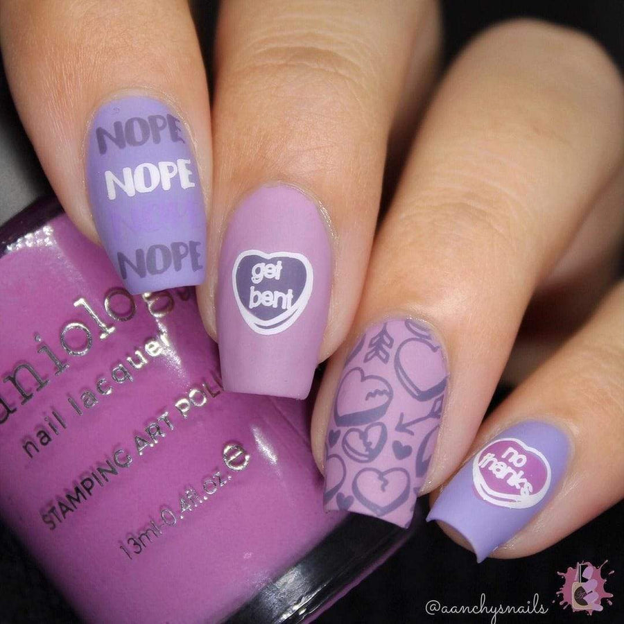 Maniology Valentine's Day Nail Stamping Starter Kit (Plate, Polish, Top  Coat, Stamper and Scraper Card)