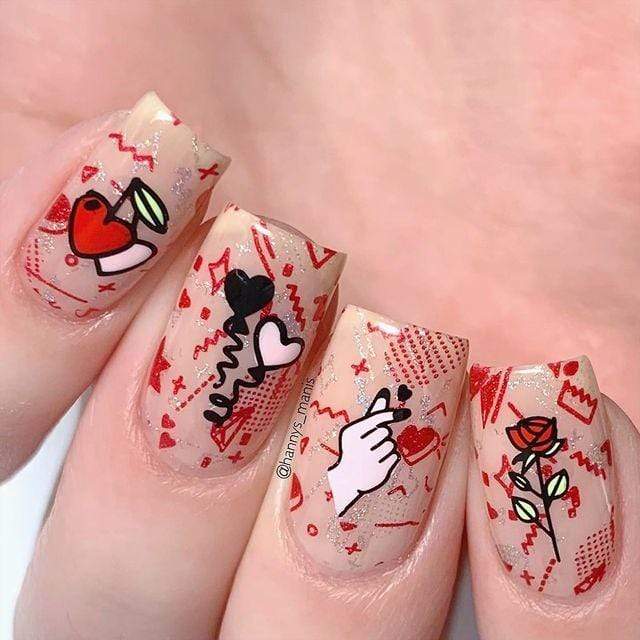 Valentine's Day Occasions: Paper Hearts (m181) - Nail Stamping Plate