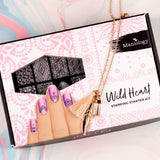 Wild Heart Nail Stamping Starter Kit with Moroccan style mosaic designs and flirty, bohemian fringes including 2 Plates, 2 Polishes, Scraper, & Stamper.