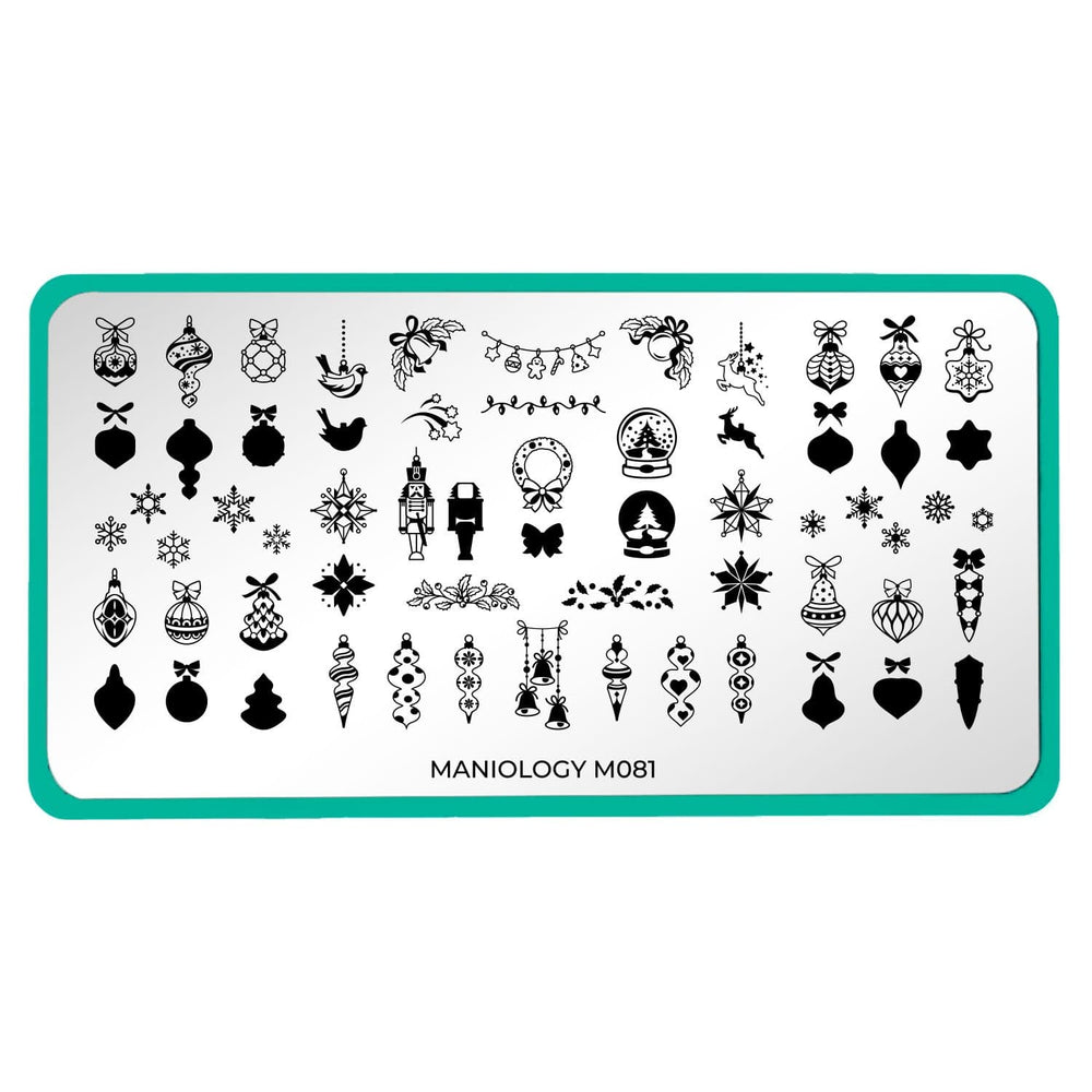 A nail stamping plate with a huge variety of ornaments design by Maniology (m081).
