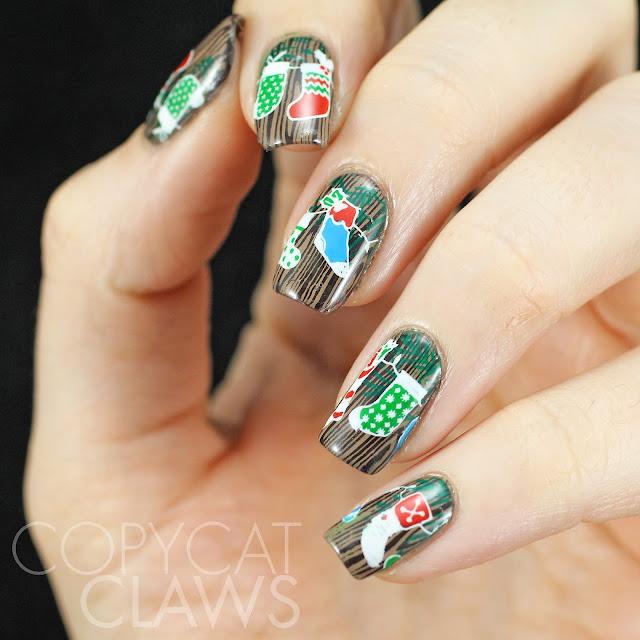 Winter Occasions XL: Snowy Forest/Hung With Care (m171) - Nail Stamping Plate