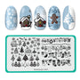 Winter Occasions XL: Snowy Forest/Hung With Care (m171) - Nail Stamping Plate