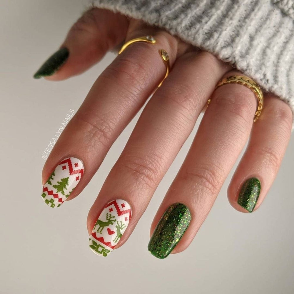 Winter Occasions XL: Ugly Sweater/Holly Jolly (m173) - Nail Stamping Plate
