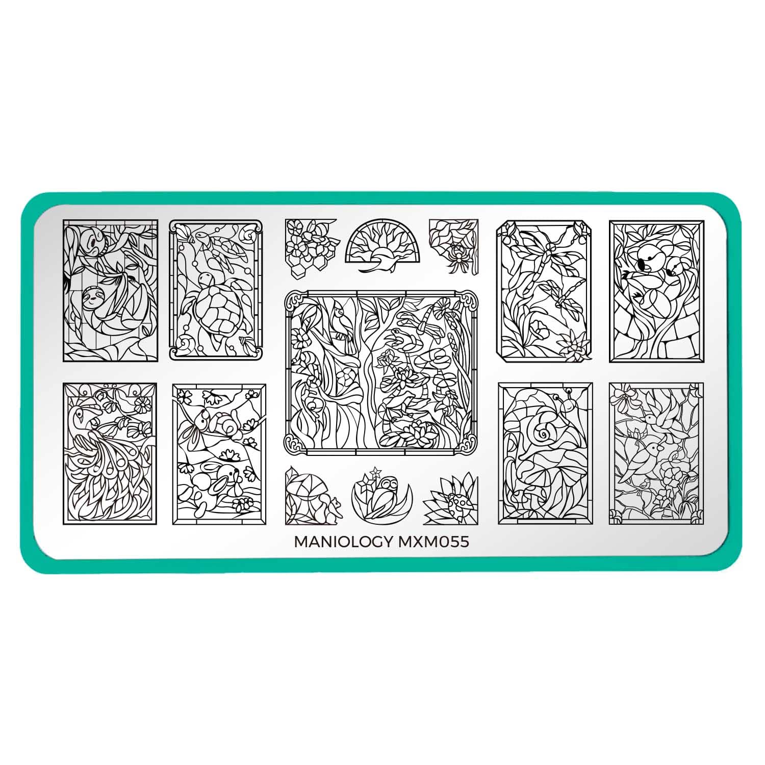 Stained Glass: Windowed Wilderness (MXM055) - Nail Stamping Plate