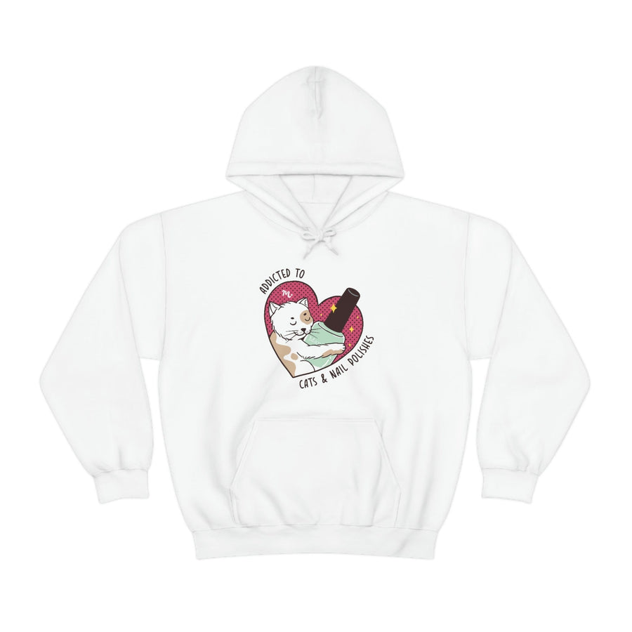Addicted to Cats And Nail Polishes - Heavy Blend Hoodie Sweatshirt