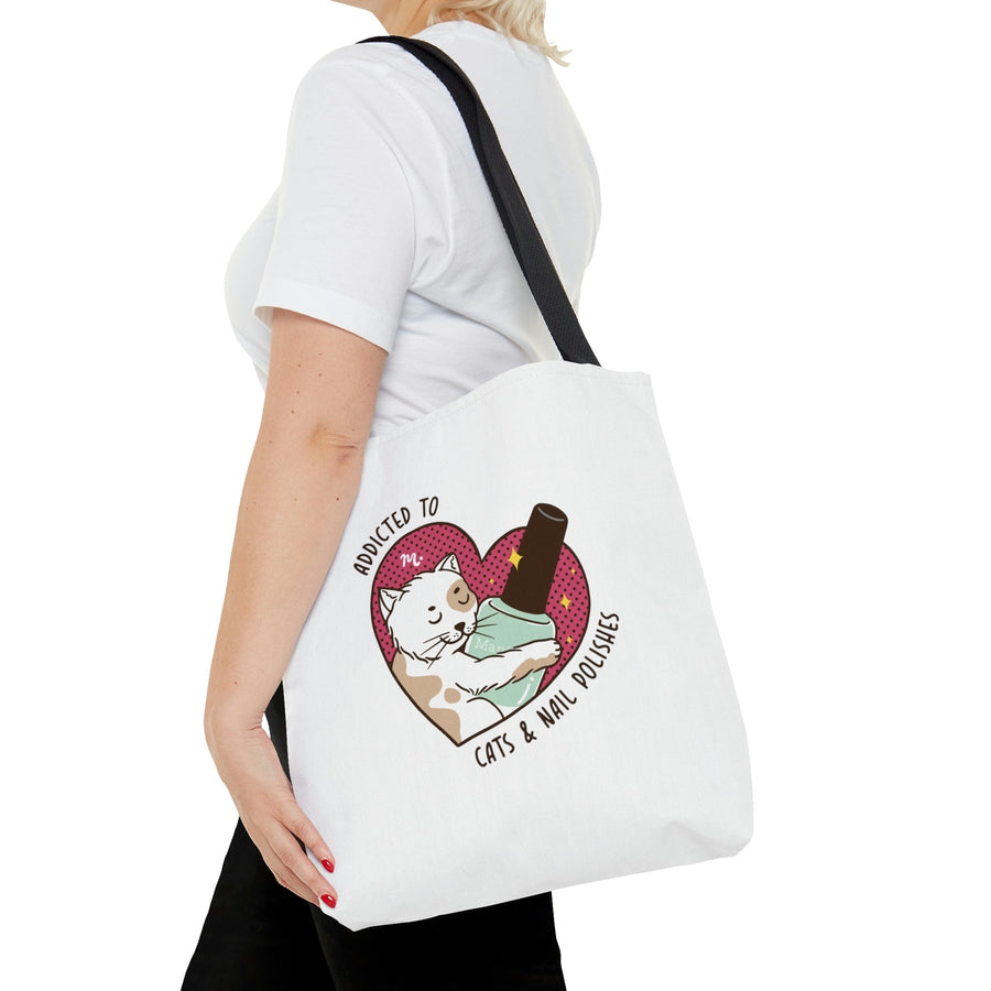 Addicted to Cats and Nail Polishes Tote Bag